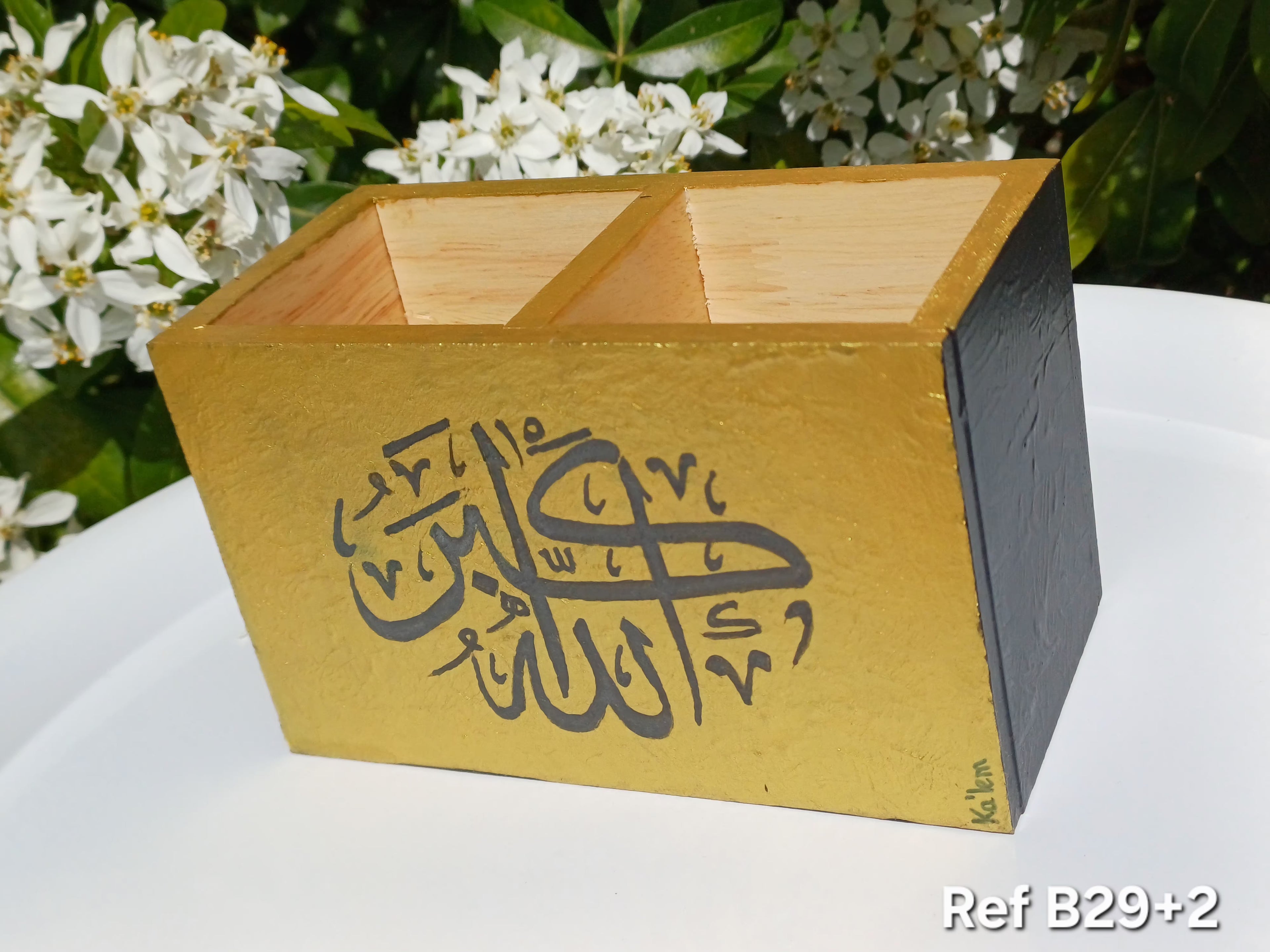 Création Pot à crayon en Bois Calligraphié "Allâhü Akbar" - Fait Main - B29