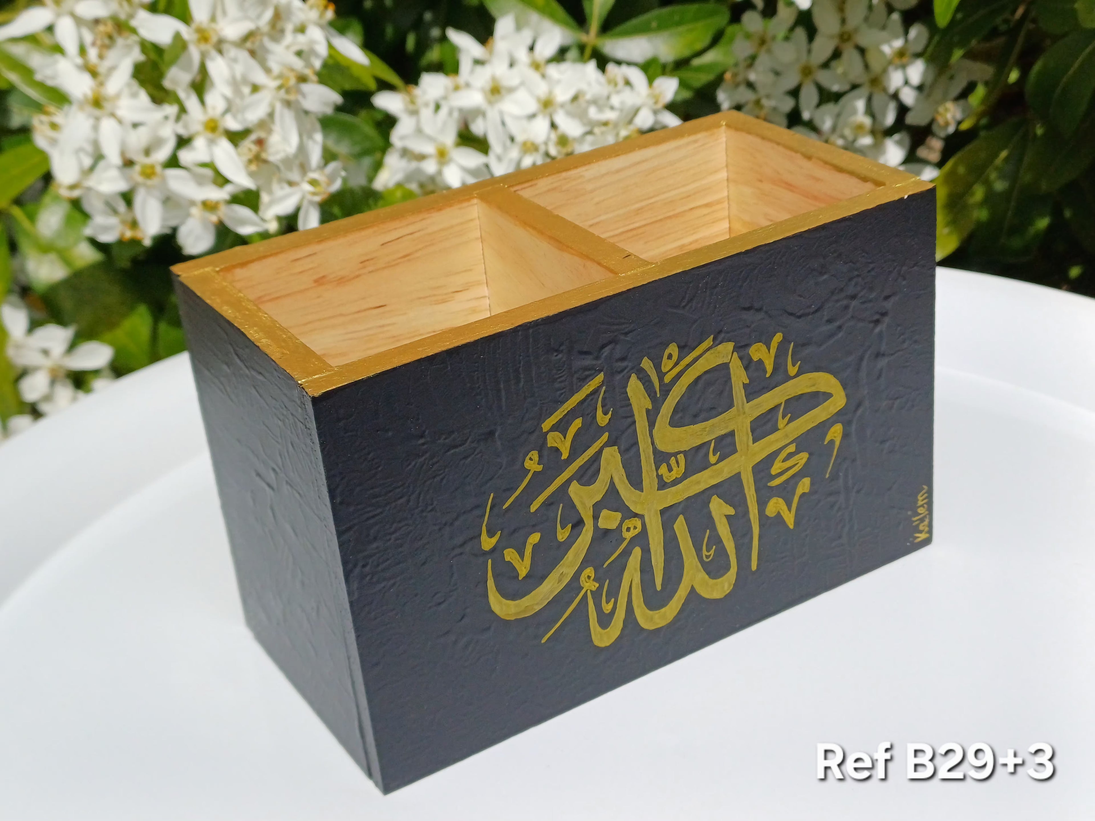 Création Pot à crayon en Bois Calligraphié "Allâhü Akbar" - Fait Main - B29