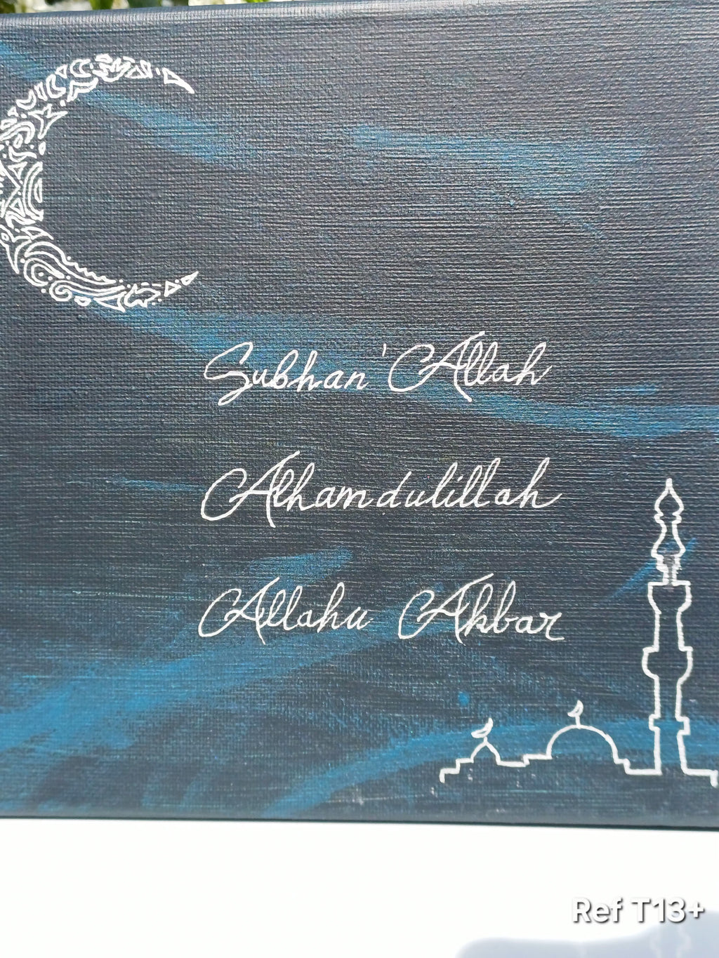 Création Toile Calligraphiée "Subhan'Allah - Alhamdulillah - Allâhü Akbar" - 20X20 cm - Fait Main - T13