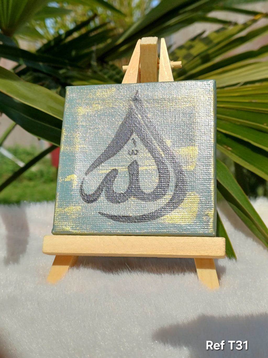 Création Toile Calligraphiée "Ya Allah" avec son chevalet – Fait Main - T31