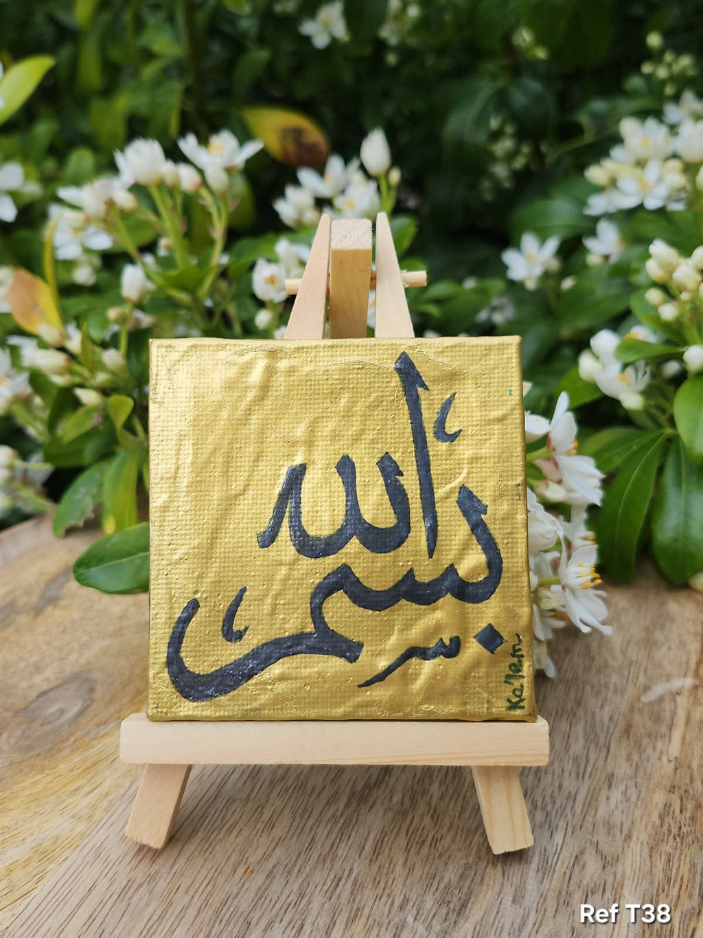 Création Toile Calligraphiée "Bismillah" avec son chevalet – Fait Main - T38