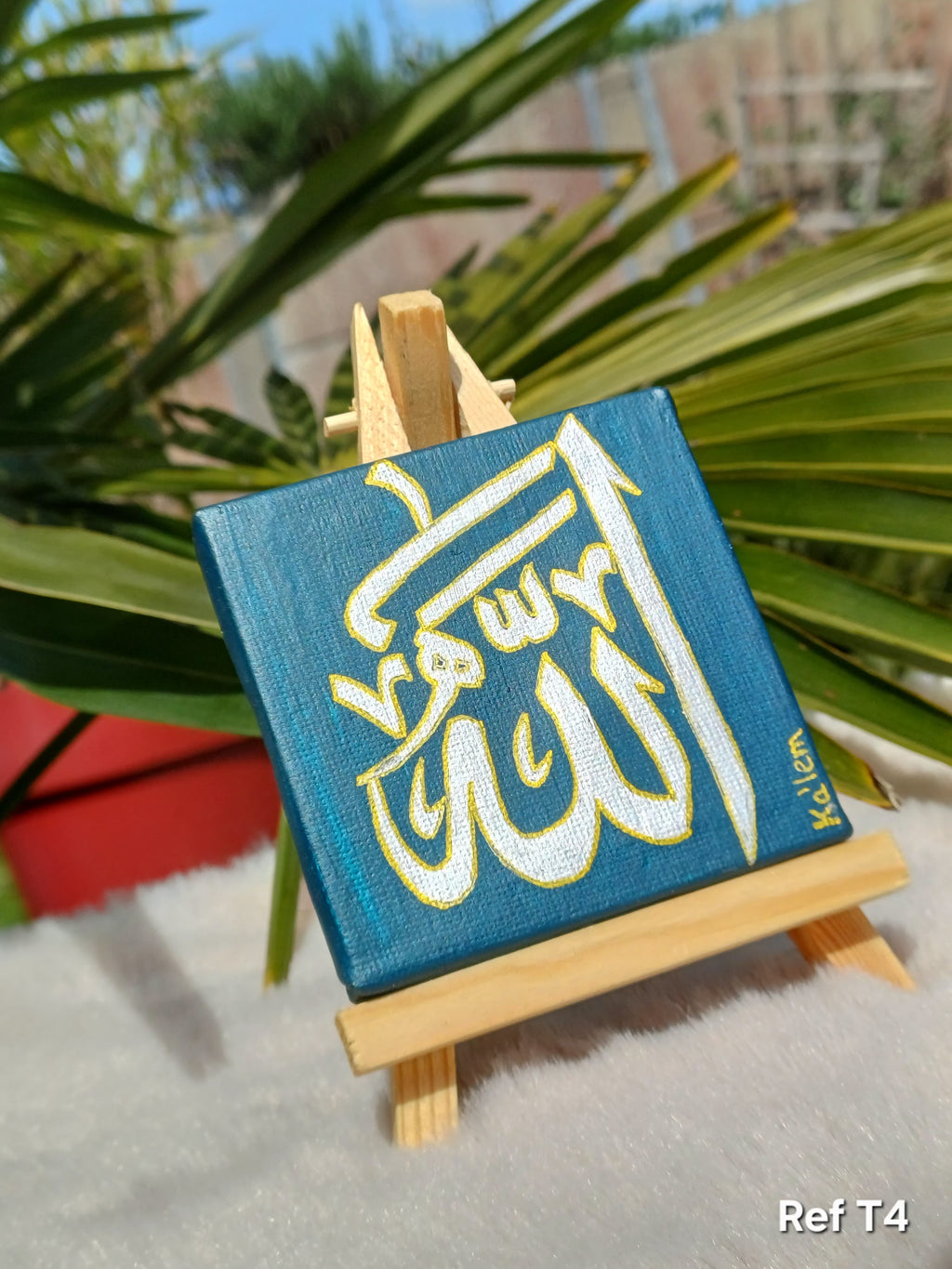 Création Toile Calligraphiée "Allâhü Akbar" avec son chevalet – Fait Main - T4